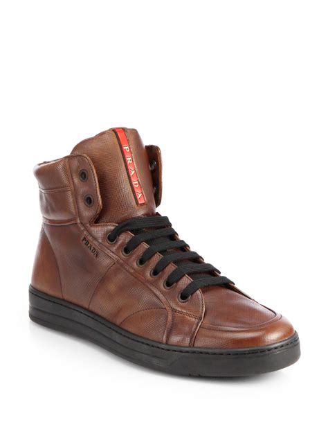 mens prada high top sneakers brown|prada sneakers for men dhgate.